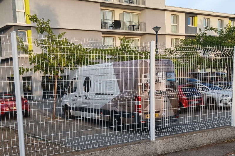 UK-registered van parked beside a hotel on the way to Spain